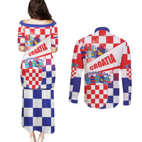 Croatia National Day 2024 Couples Matching Puletasi and Long Sleeve Button Shirt Hrvatska Dan drzavnosti - Wonder Print Shop