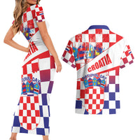 Croatia National Day 2024 Couples Matching Short Sleeve Bodycon Dress and Hawaiian Shirt Hrvatska Dan drzavnosti - Wonder Print Shop