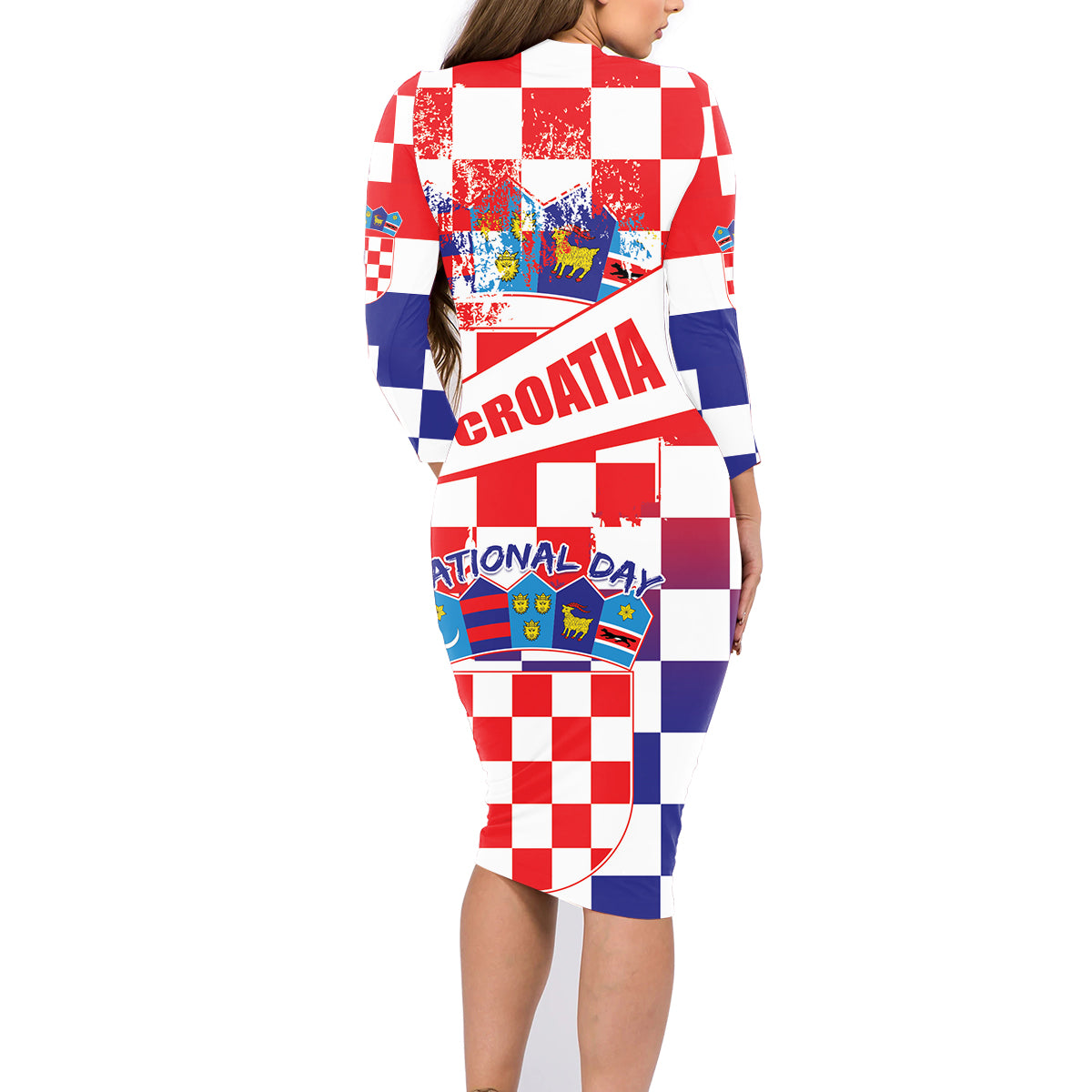Croatia National Day 2024 Family Matching Long Sleeve Bodycon Dress and Hawaiian Shirt Hrvatska Dan drzavnosti - Wonder Print Shop