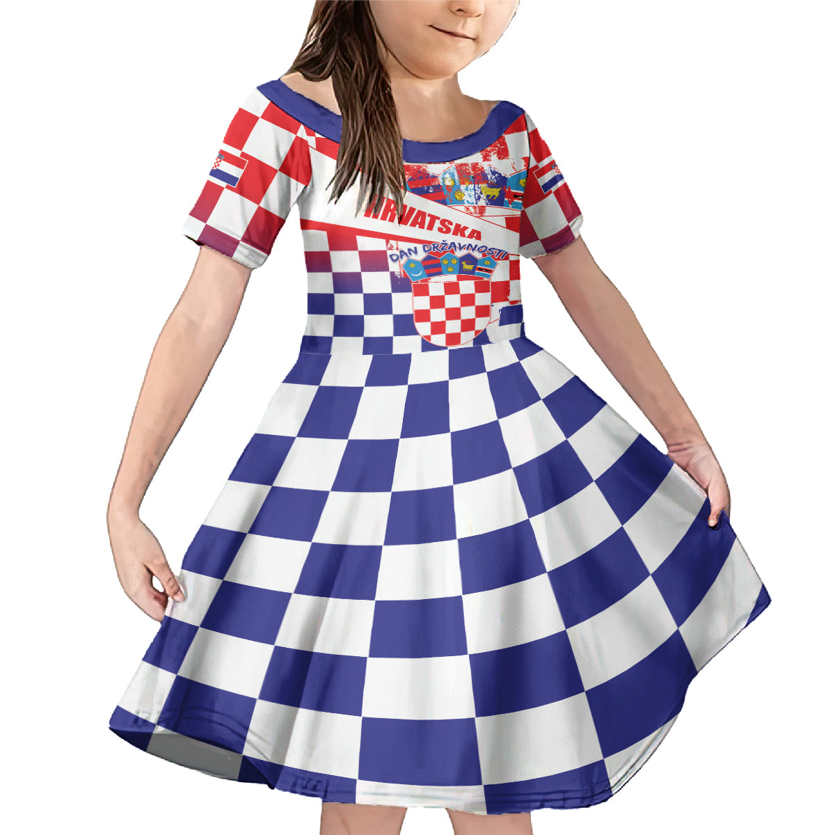 Croatia National Day 2024 Family Matching Mermaid Dress and Hawaiian Shirt Hrvatska Dan drzavnosti - Wonder Print Shop