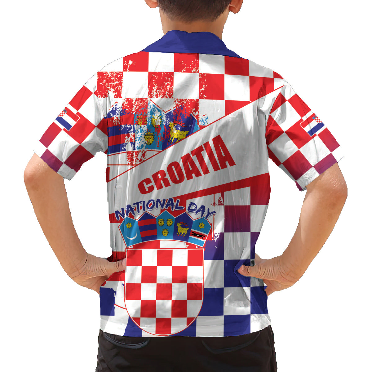 Croatia National Day 2024 Family Matching Off The Shoulder Long Sleeve Dress and Hawaiian Shirt Hrvatska Dan drzavnosti - Wonder Print Shop