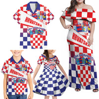 Croatia National Day 2024 Family Matching Off Shoulder Maxi Dress and Hawaiian Shirt Hrvatska Dan drzavnosti - Wonder Print Shop