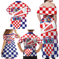 Croatia National Day 2024 Family Matching Off Shoulder Maxi Dress and Hawaiian Shirt Hrvatska Dan drzavnosti - Wonder Print Shop