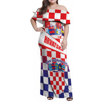 Croatia National Day 2024 Family Matching Off Shoulder Maxi Dress and Hawaiian Shirt Hrvatska Dan drzavnosti - Wonder Print Shop