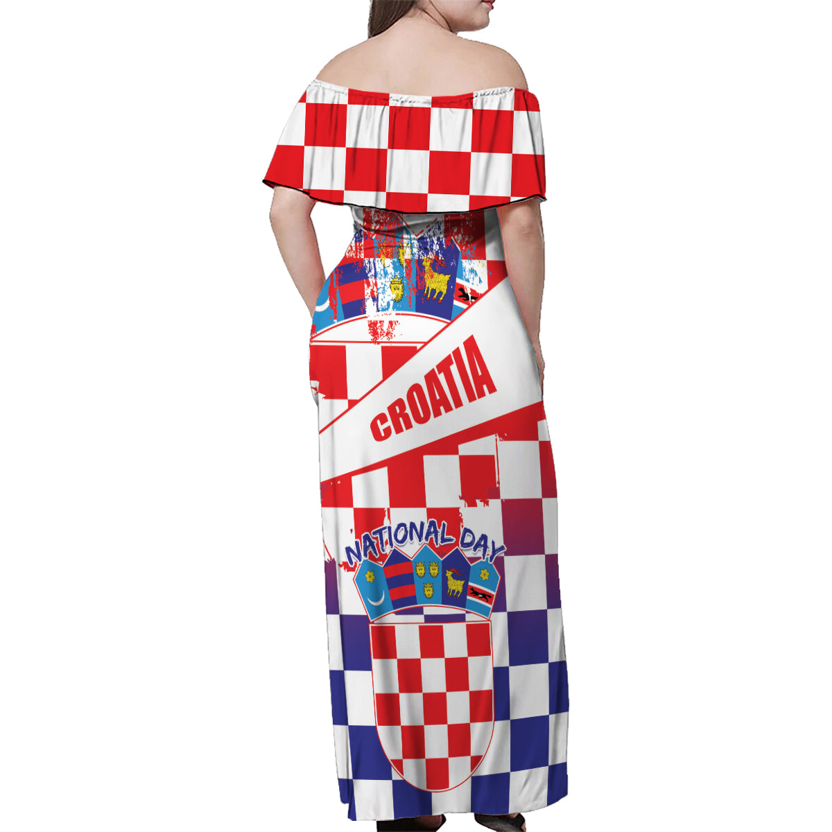 Croatia National Day 2024 Family Matching Off Shoulder Maxi Dress and Hawaiian Shirt Hrvatska Dan drzavnosti - Wonder Print Shop