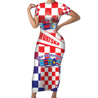 Croatia National Day 2024 Family Matching Short Sleeve Bodycon Dress and Hawaiian Shirt Hrvatska Dan drzavnosti - Wonder Print Shop