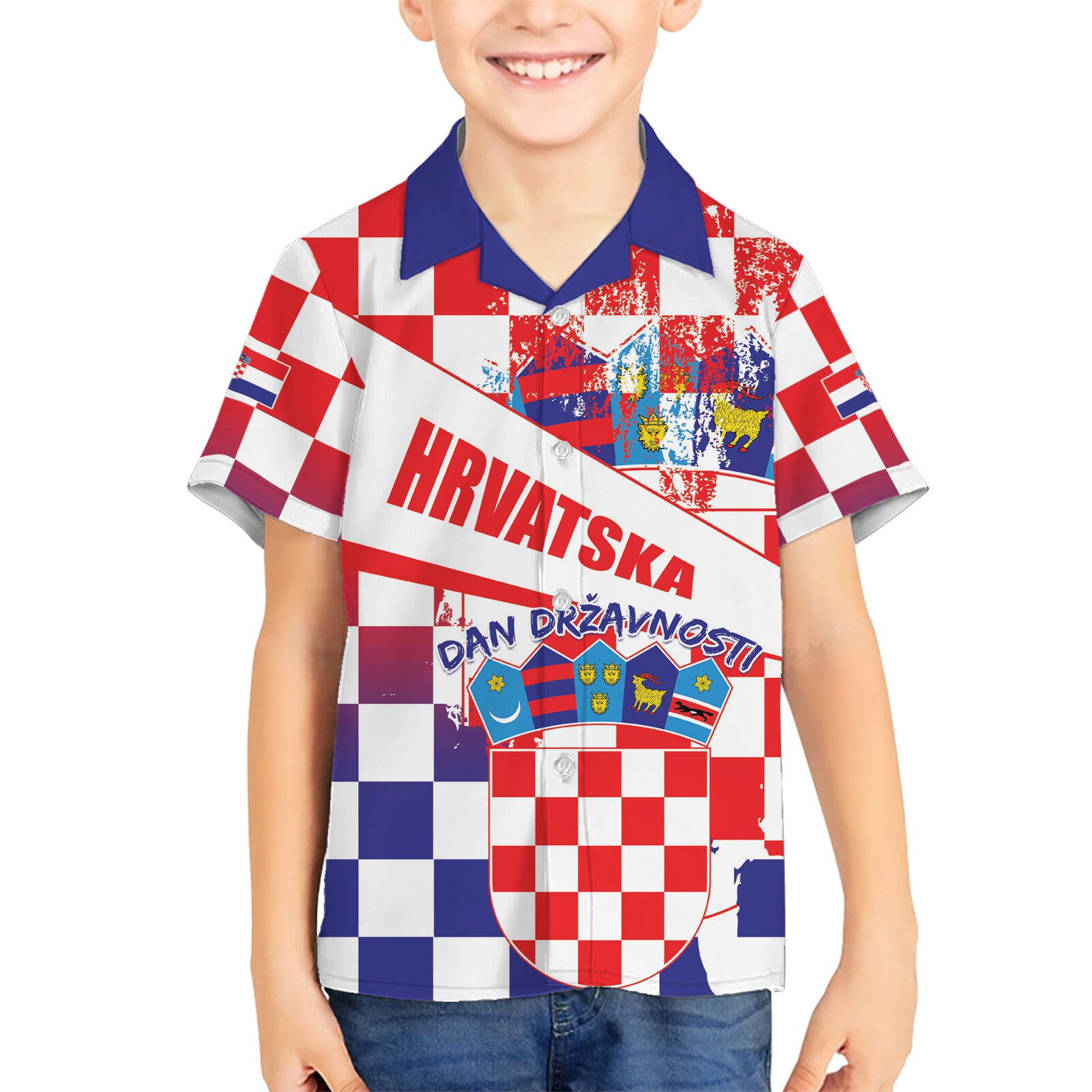 Croatia National Day 2024 Kid Hawaiian Shirt Hrvatska Dan drzavnosti - Wonder Print Shop