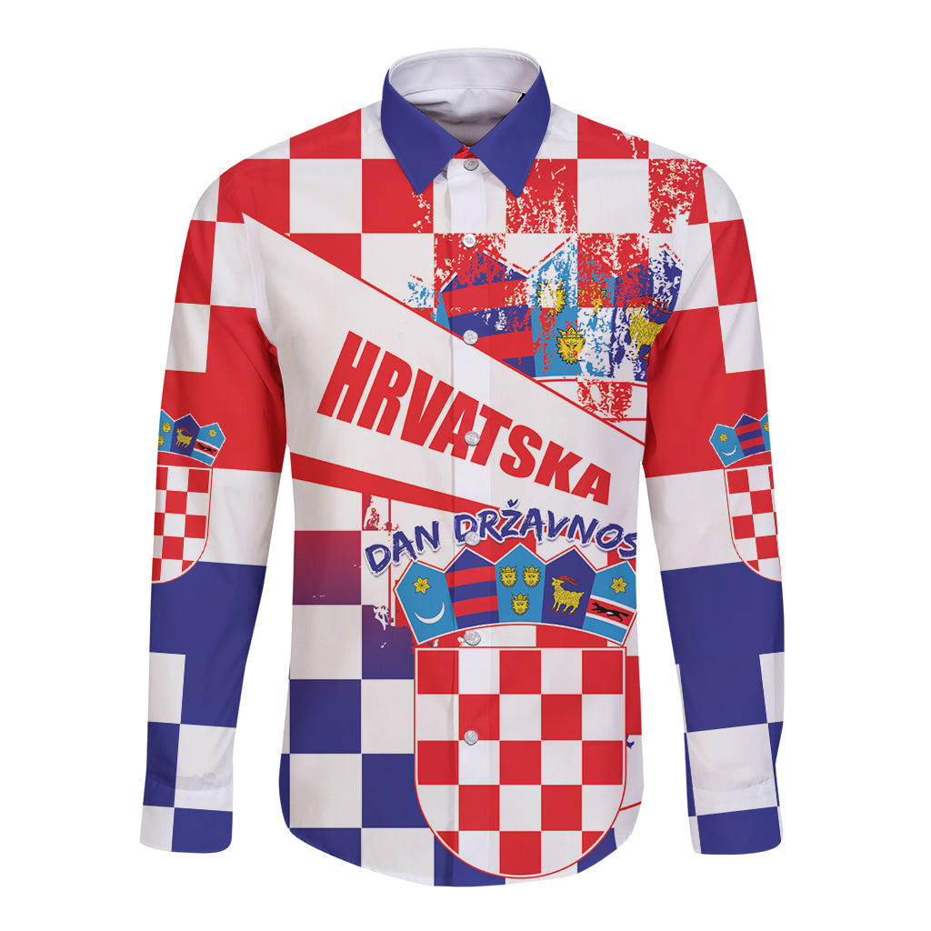 Croatia National Day 2024 Long Sleeve Button Shirt Hrvatska Dan drzavnosti - Wonder Print Shop
