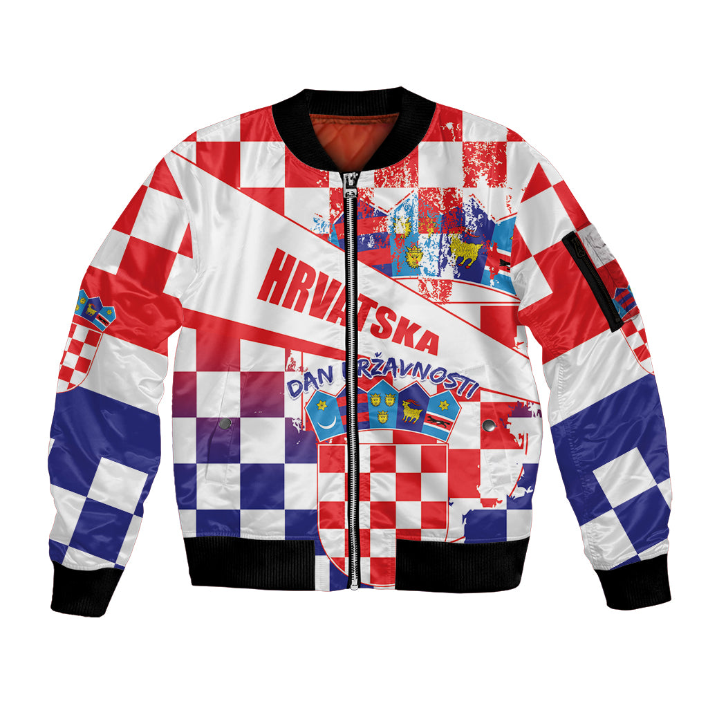 Croatia National Day 2024 Sleeve Zip Bomber Jacket Hrvatska Dan drzavnosti - Wonder Print Shop