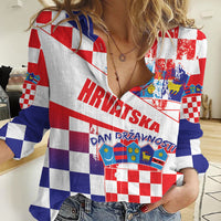 Croatia National Day 2024 Women Casual Shirt Hrvatska Dan drzavnosti - Wonder Print Shop