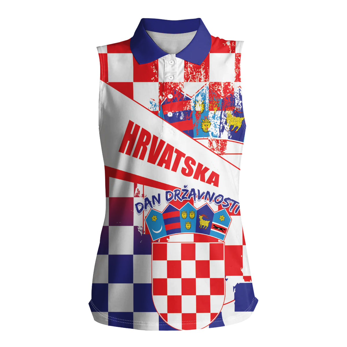 Croatia National Day 2024 Women Sleeveless Polo Shirt Hrvatska Dan drzavnosti - Wonder Print Shop