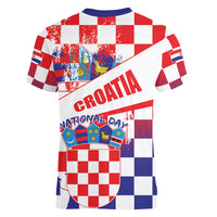 Croatia National Day 2024 Women V-Neck T-Shirt Hrvatska Dan drzavnosti - Wonder Print Shop
