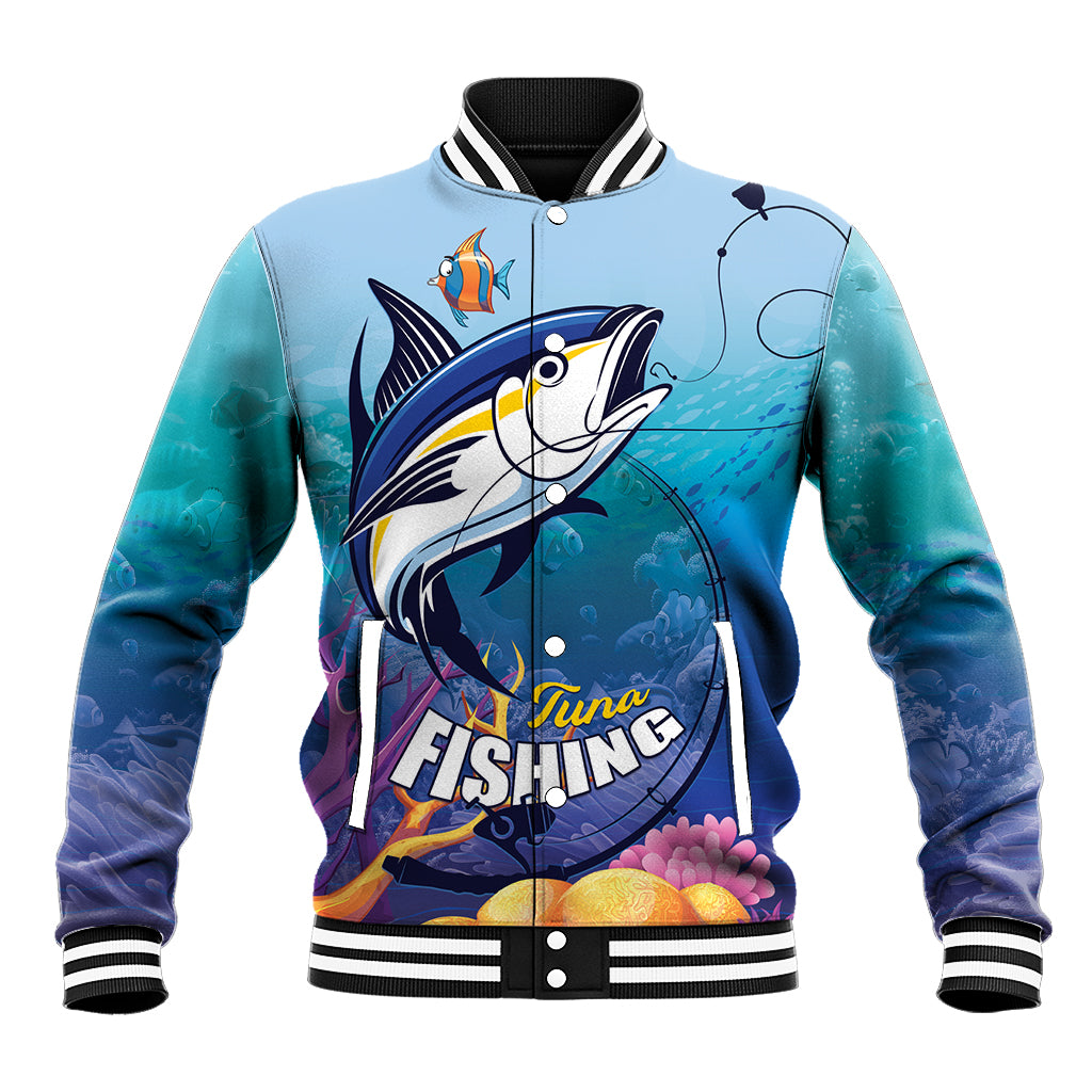 Tuna Fishing Baseball Jacket Tuna Fish With Marine Life - Wonder Print Shop
