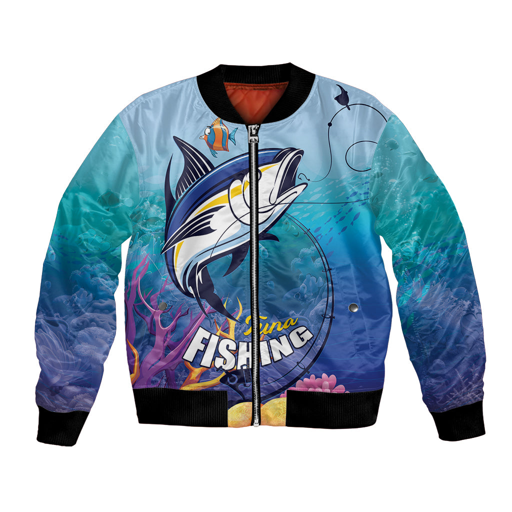 Tuna Fishing Bomber Jacket Tuna Fish With Marine Life - Wonder Print Shop