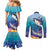 Tuna Fishing Couples Matching Mermaid Dress and Long Sleeve Button Shirt Tuna Fish With Marine Life