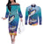 Tuna Fishing Couples Matching Off The Shoulder Long Sleeve Dress and Long Sleeve Button Shirt Tuna Fish With Marine Life