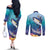 Tuna Fishing Couples Matching Off The Shoulder Long Sleeve Dress and Long Sleeve Button Shirt Tuna Fish With Marine Life