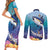 Tuna Fishing Couples Matching Short Sleeve Bodycon Dress and Long Sleeve Button Shirt Tuna Fish With Marine Life - Wonder Print Shop