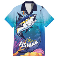 Tuna Fishing Family Matching Off Shoulder Short Dress and Hawaiian Shirt Tuna Fish With Marine Life - Wonder Print Shop