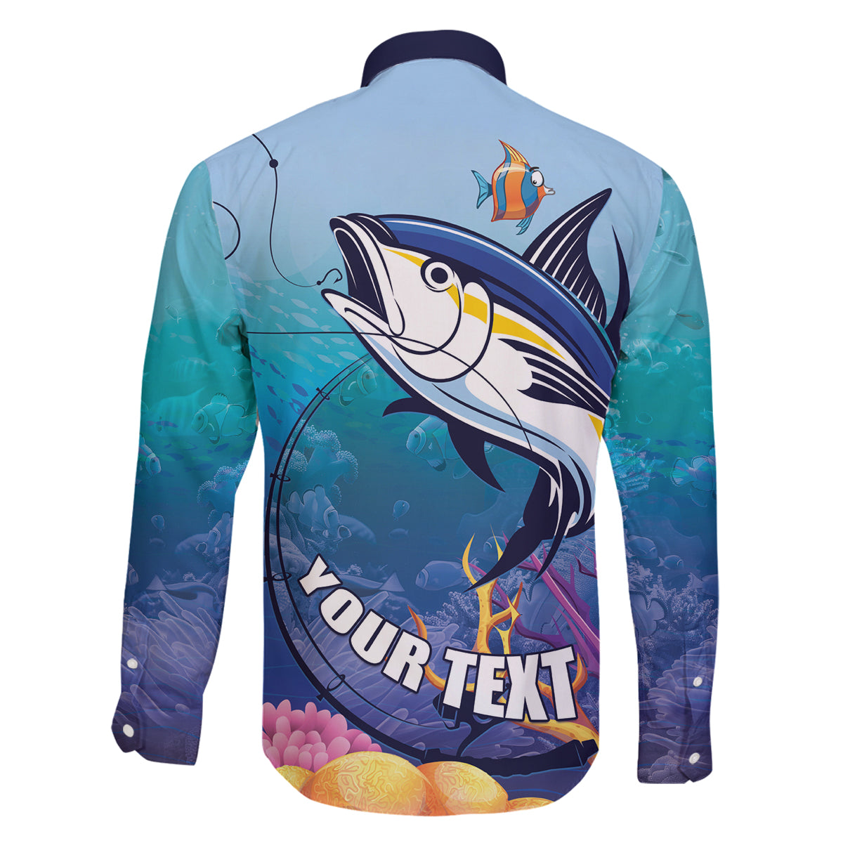 Tuna Fishing Family Matching Off Shoulder Short Dress and Hawaiian Shirt Tuna Fish With Marine Life - Wonder Print Shop