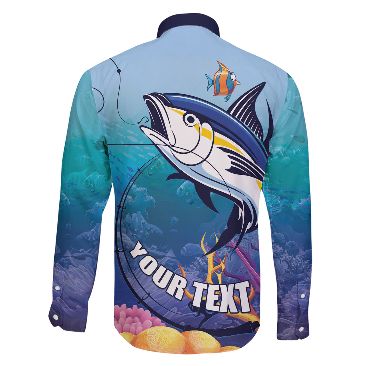 Tuna Fishing Family Matching Short Sleeve Bodycon Dress and Hawaiian Shirt Tuna Fish With Marine Life - Wonder Print Shop