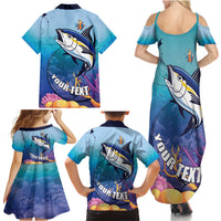 Tuna Fishing Family Matching Summer Maxi Dress and Hawaiian Shirt Tuna Fish With Marine Life - Wonder Print Shop