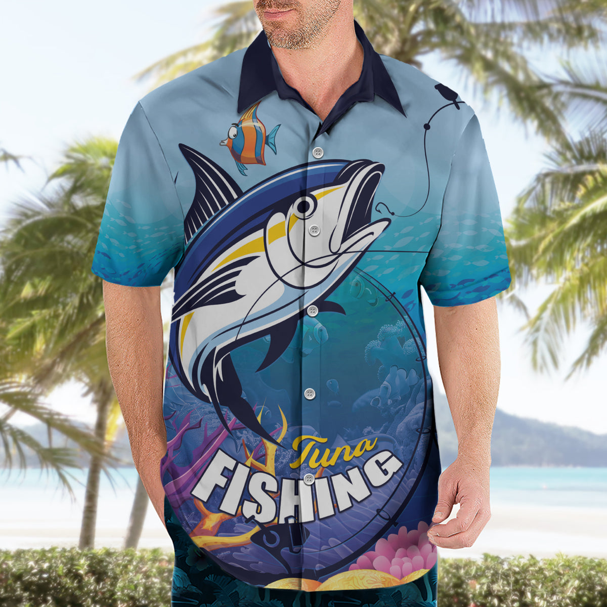 Tuna Fishing Hawaiian Shirt Tuna Fish With Marine Life - Wonder Print Shop