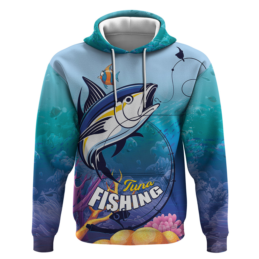 Tuna Fishing Hoodie Tuna Fish With Marine Life - Wonder Print Shop