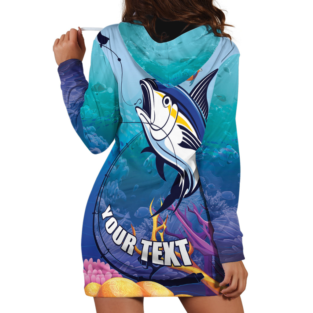 Tuna Fishing Hoodie Dress Tuna Fish With Marine Life - Wonder Print Shop