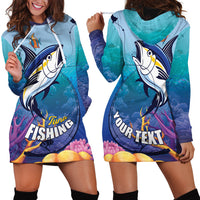 Tuna Fishing Hoodie Dress Tuna Fish With Marine Life - Wonder Print Shop