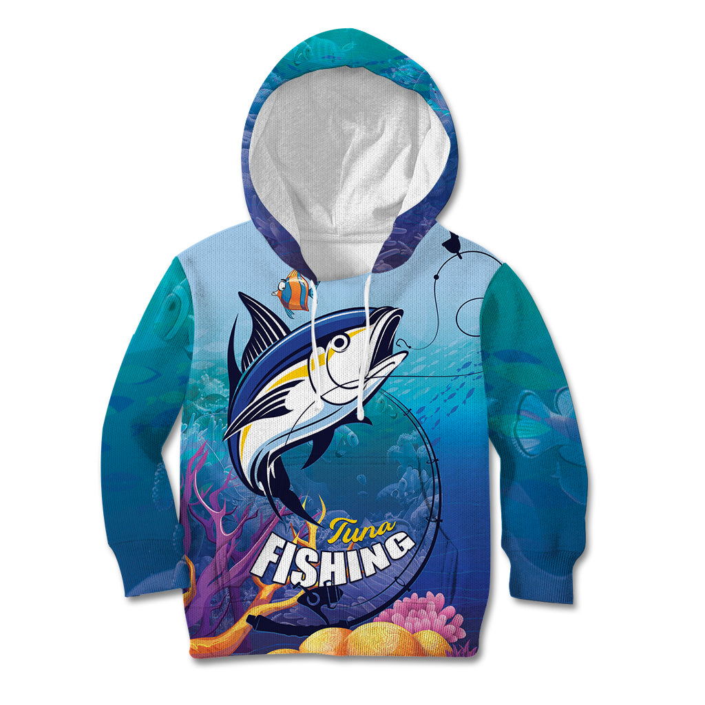 Tuna Fishing Kid Hoodie Tuna Fish With Marine Life - Wonder Print Shop