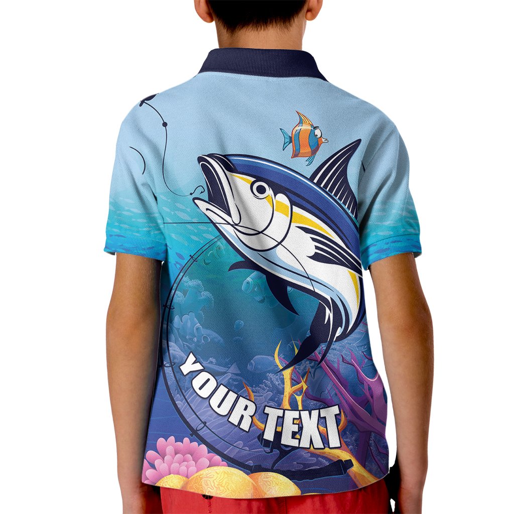 Tuna Fishing Kid Polo Shirt Tuna Fish With Marine Life - Wonder Print Shop