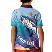 Tuna Fishing Kid Polo Shirt Tuna Fish With Marine Life - Wonder Print Shop