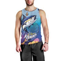Tuna Fishing Men Tank Top Tuna Fish With Marine Life - Wonder Print Shop