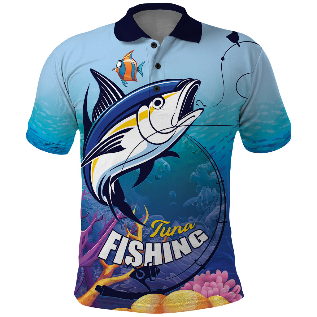 Tuna Fishing Polo Shirt Tuna Fish With Marine Life - Wonder Print Shop
