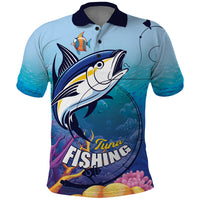 Tuna Fishing Polo Shirt Tuna Fish With Marine Life - Wonder Print Shop