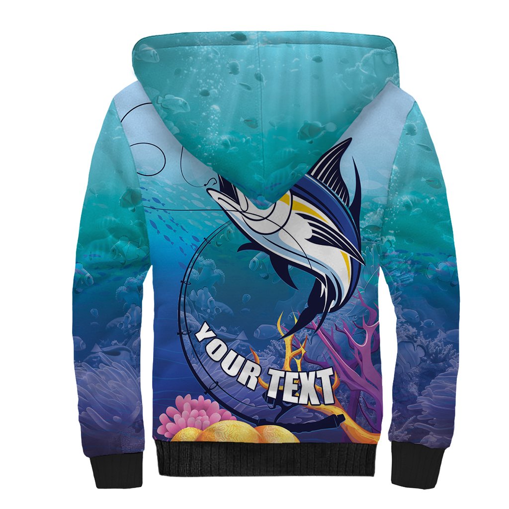 Tuna Fishing Sherpa Hoodie Tuna Fish With Marine Life - Wonder Print Shop