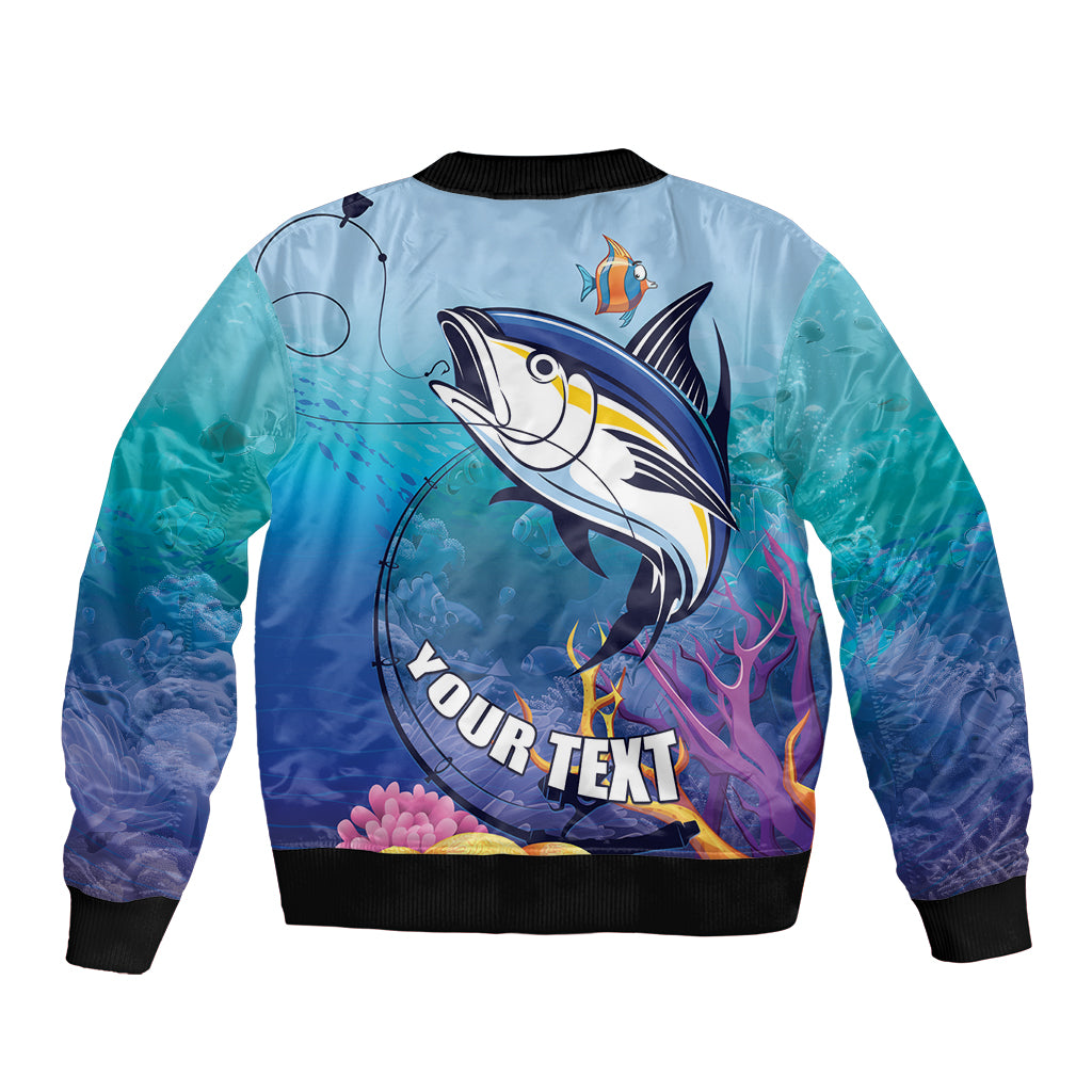 Tuna Fishing Sleeve Zip Bomber Jacket Tuna Fish With Marine Life - Wonder Print Shop