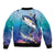 Tuna Fishing Sleeve Zip Bomber Jacket Tuna Fish With Marine Life - Wonder Print Shop