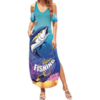 Tuna Fishing Summer Maxi Dress Tuna Fish With Marine Life - Wonder Print Shop
