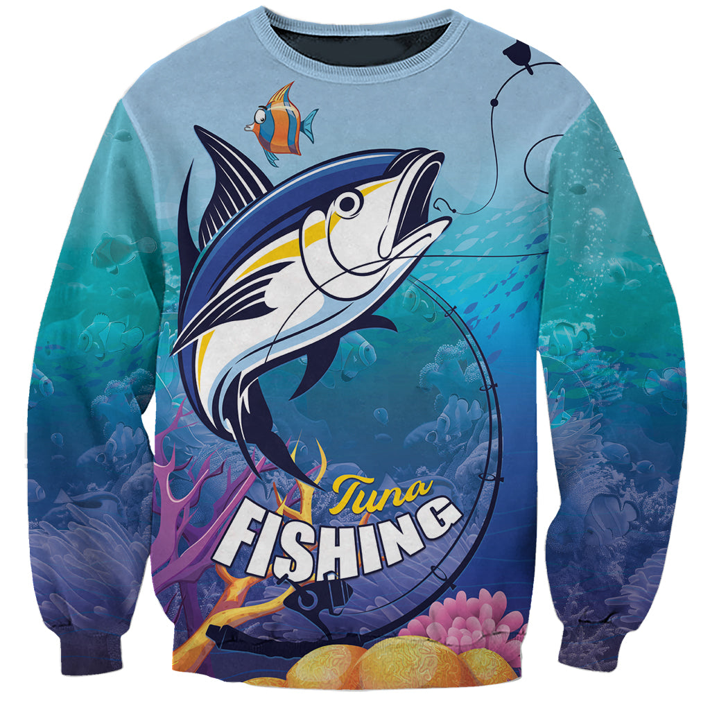 Tuna Fishing Sweatshirt Tuna Fish With Marine Life - Wonder Print Shop