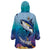 Tuna Fishing Wearable Blanket Hoodie Tuna Fish With Marine Life - Wonder Print Shop