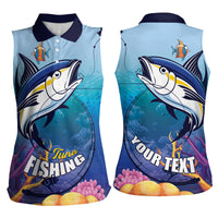 Tuna Fishing Women Sleeveless Polo Shirt Tuna Fish With Marine Life - Wonder Print Shop