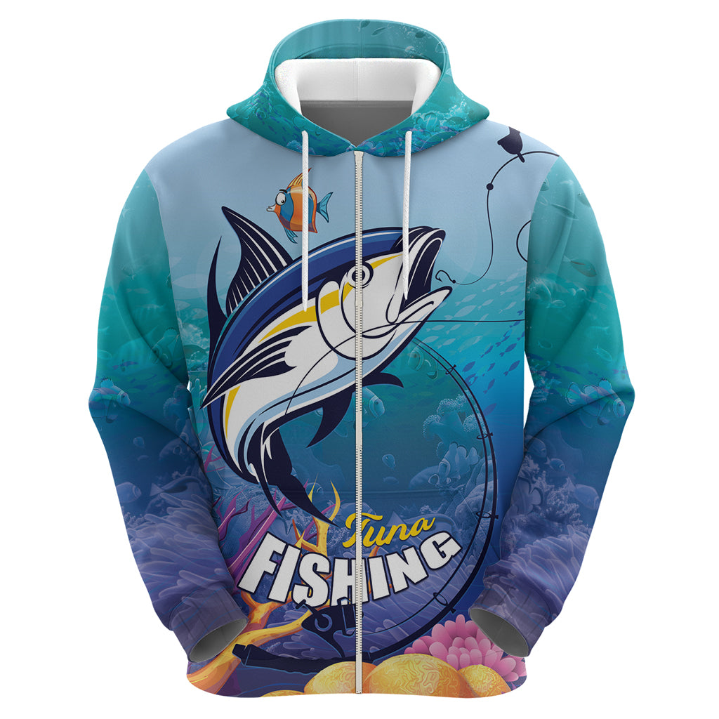 Tuna Fishing Zip Hoodie Tuna Fish With Marine Life - Wonder Print Shop