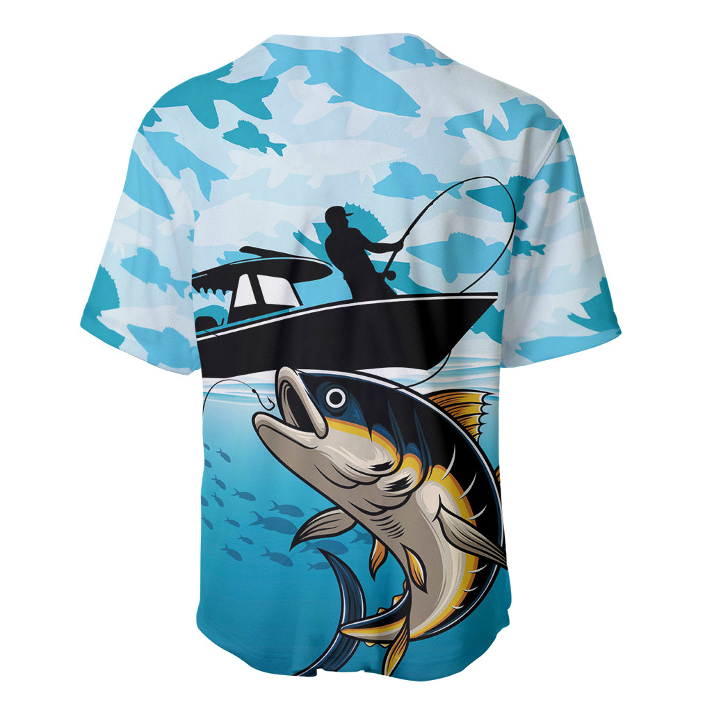 Tuna Fishing Baseball Jersey Fish Camouflage Pattern - Wonder Print Shop