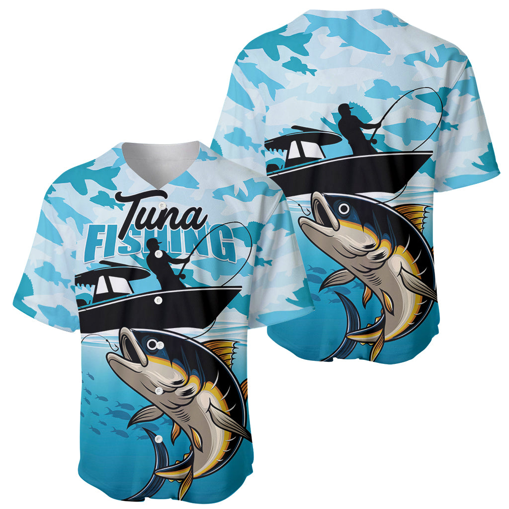 Tuna Fishing Baseball Jersey Fish Camouflage Pattern - Wonder Print Shop