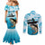 Tuna Fishing Couples Matching Mermaid Dress and Long Sleeve Button Shirt Fish Camouflage Pattern