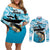 Tuna Fishing Couples Matching Off Shoulder Short Dress and Long Sleeve Button Shirt Fish Camouflage Pattern - Wonder Print Shop