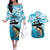 Tuna Fishing Couples Matching Off The Shoulder Long Sleeve Dress and Hawaiian Shirt Fish Camouflage Pattern - Wonder Print Shop