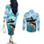 Tuna Fishing Couples Matching Off The Shoulder Long Sleeve Dress and Long Sleeve Button Shirt Fish Camouflage Pattern